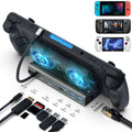 Steam Deck Docking Station with 2 Fans, 4K 60Hz HD Multimedia Interface, USB3.0 2.0, Gigabit RJ45, 100W PD Charging Port O369777
