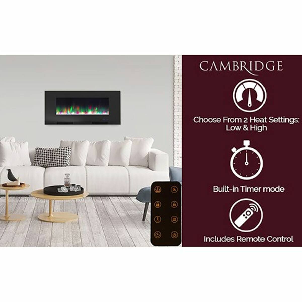 Black Wall-Mount Electric Fireplace B9125