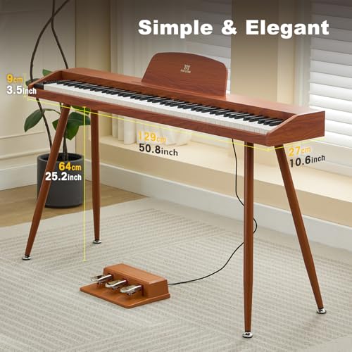 88 Key Semi Weighted Digital Piano Keyboard with 3-Pedal Unit, Built-In Speakers, USB/MIDI (Black) S7336