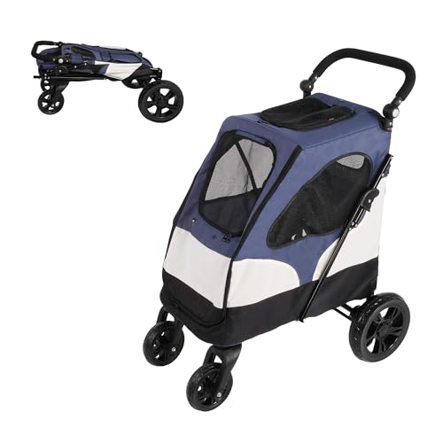 Folding Pet Stroller with Storage Bag and Adjustable Handle Z726572