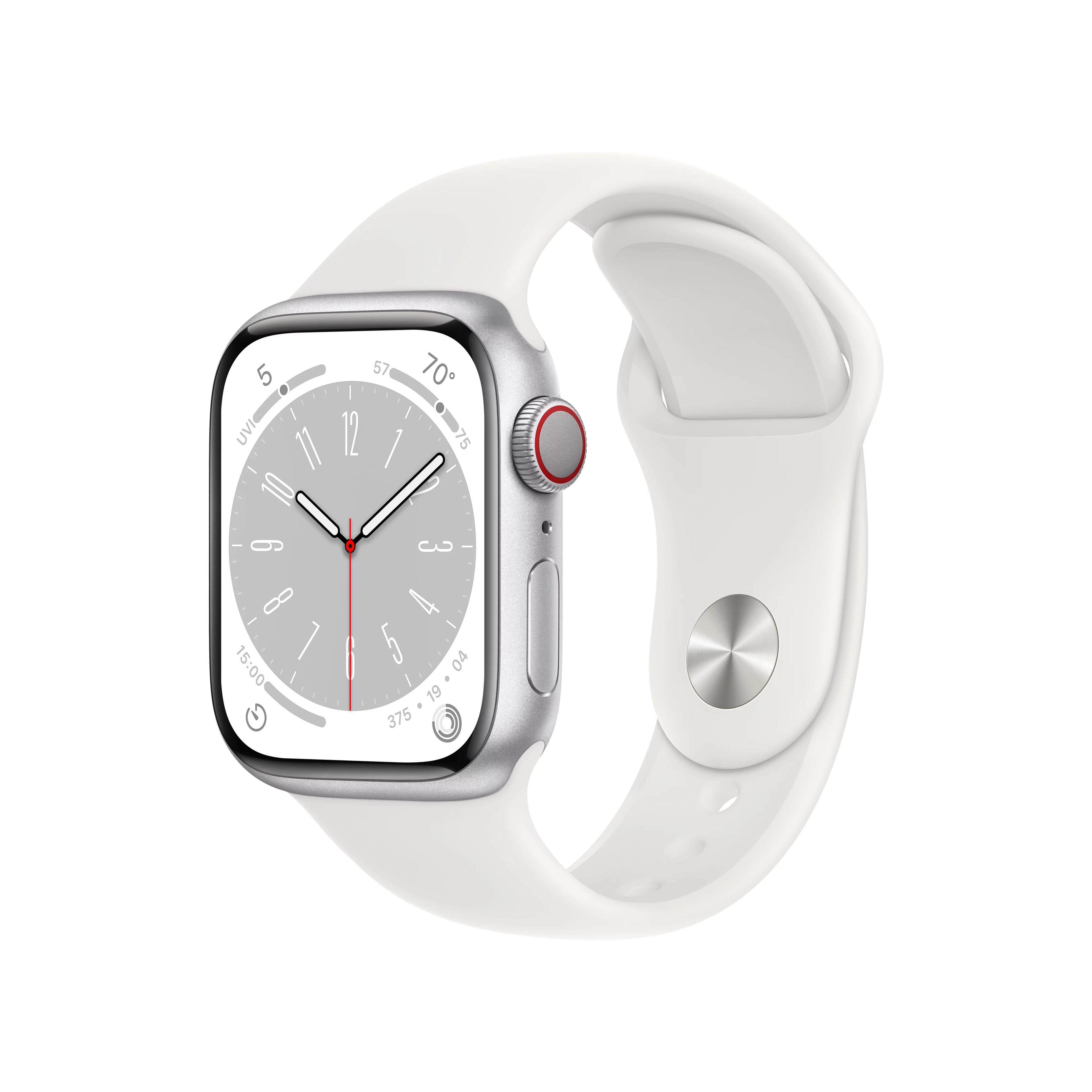 Silver Aluminum 41mm Apple Watch with White Sport Band W4200