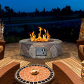 Cyan & Grey 28 Inch Round Gas Fire Pit Table with Lava Rocks R2092