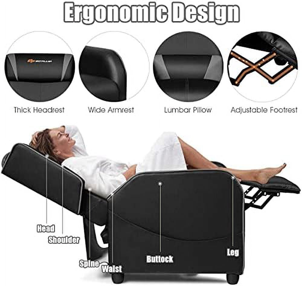 Gray Ergonomic PU Leather Massage Recliner Chair with Footrest & Headrest F14036