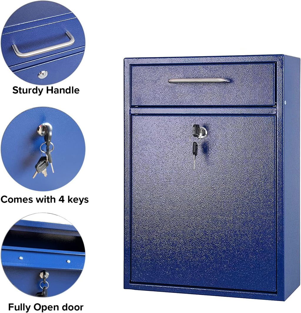 Wall Mounted Locking Vertical Dropbox Mailbox, Galvanized Steel N85321