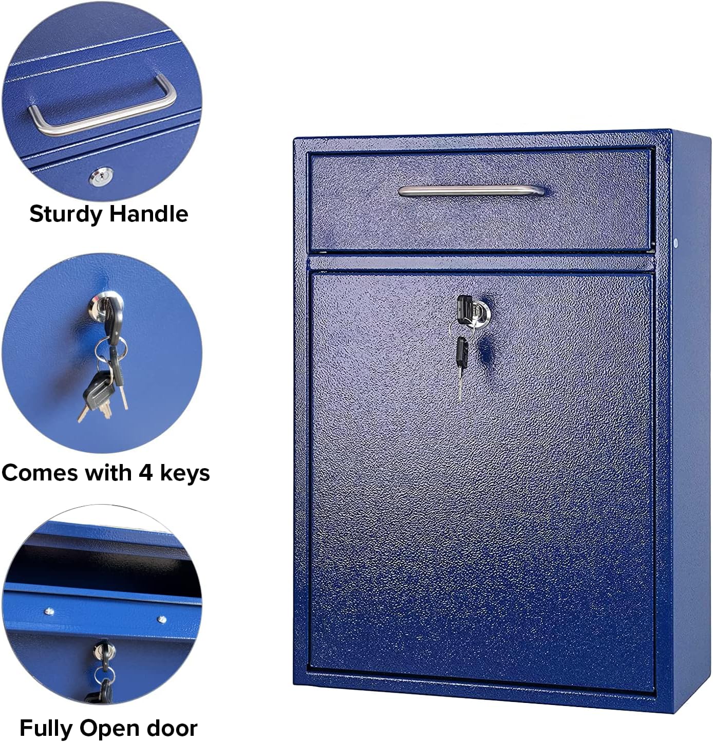 Wall Mounted Locking Vertical Dropbox Mailbox, Galvanized Steel N85321