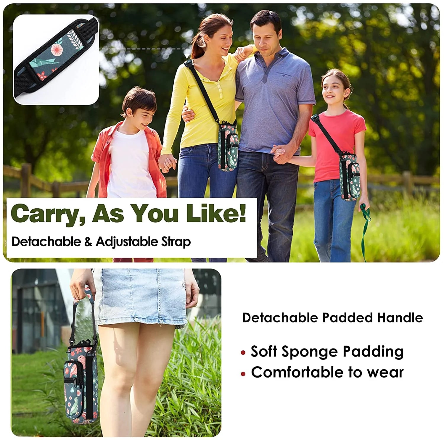 Neoprene Water Bottle Carrier Bag with Adjustable Shoulder Strap W469779