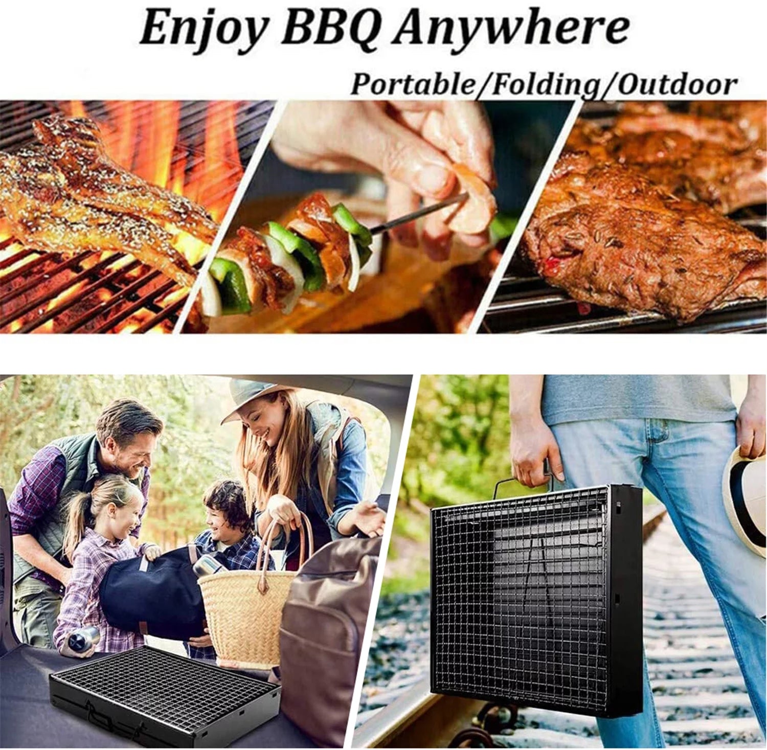 Compact Charcoal Barbecue Grill Camping Cooker L52527
