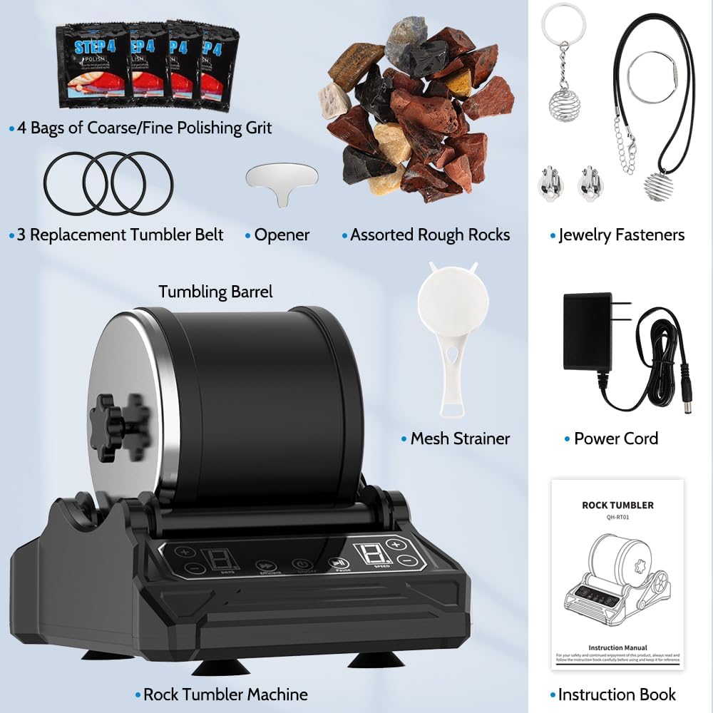 2.5lbs Rock Tumbler Kit with LCD Display D273