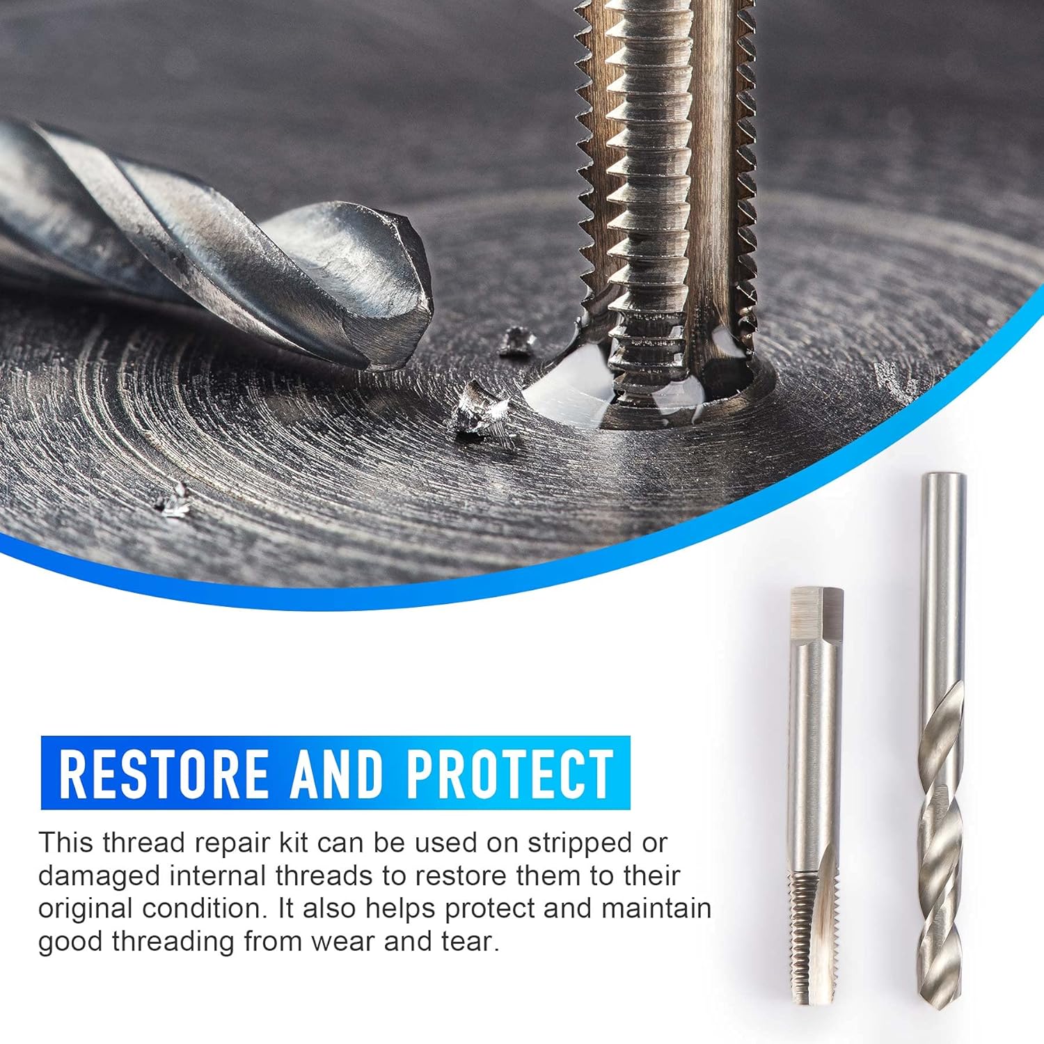 131PC SAE Thread Repair Kit, HSS Drill Helicoil Kit Standard A7937