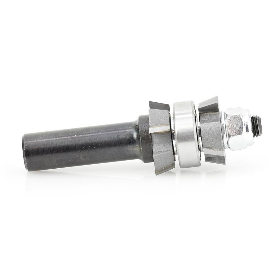 Carbide Tipped Double Bevel Trim Cutter Assembly 15 Deg x 1 inch Dia x 1/4 x 1/2 Shank with Center Ball Bearing Y811748