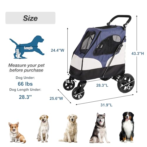 Folding Pet Stroller with Storage Bag and Adjustable Handle Z726572