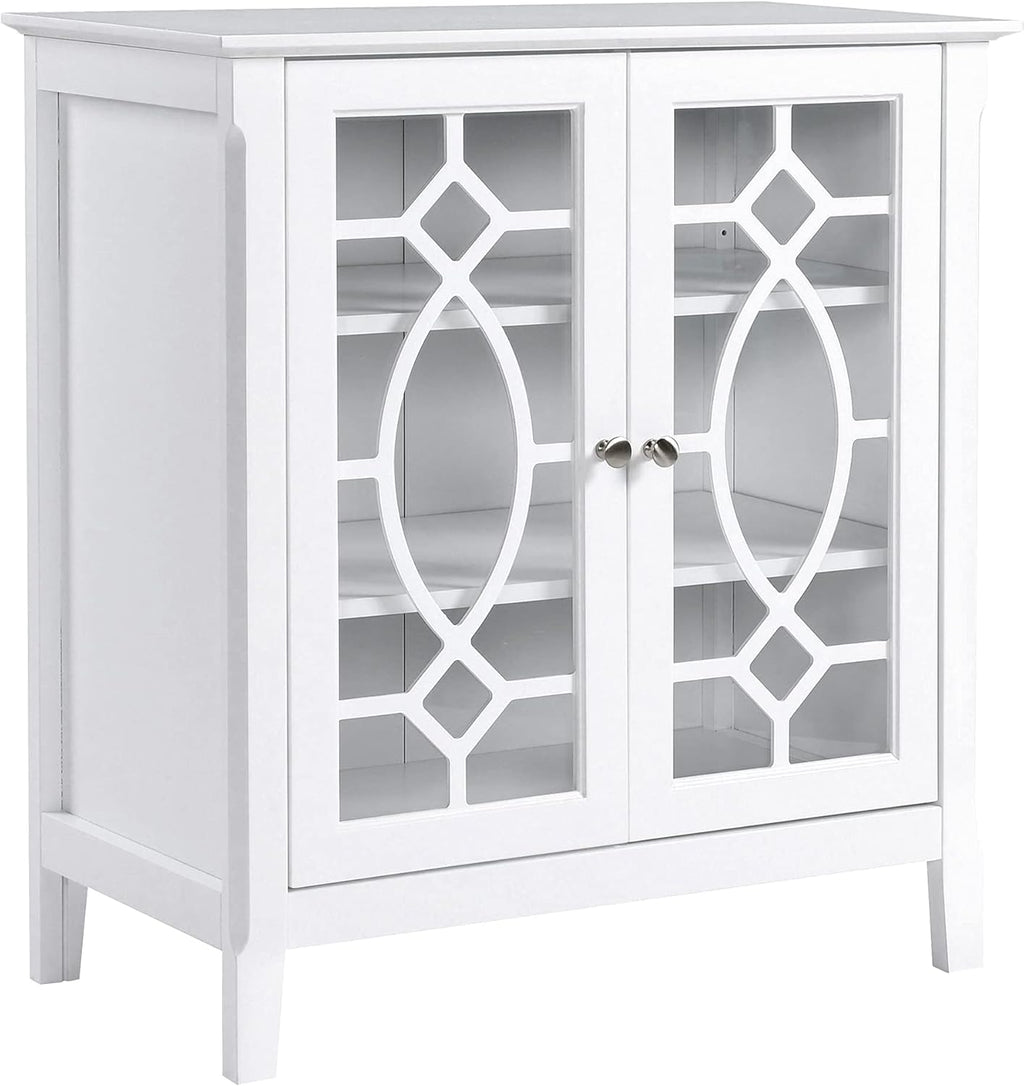 Espresso Sideboard Display Cabinet with Double Glass Doors and 2 Shelves V66935