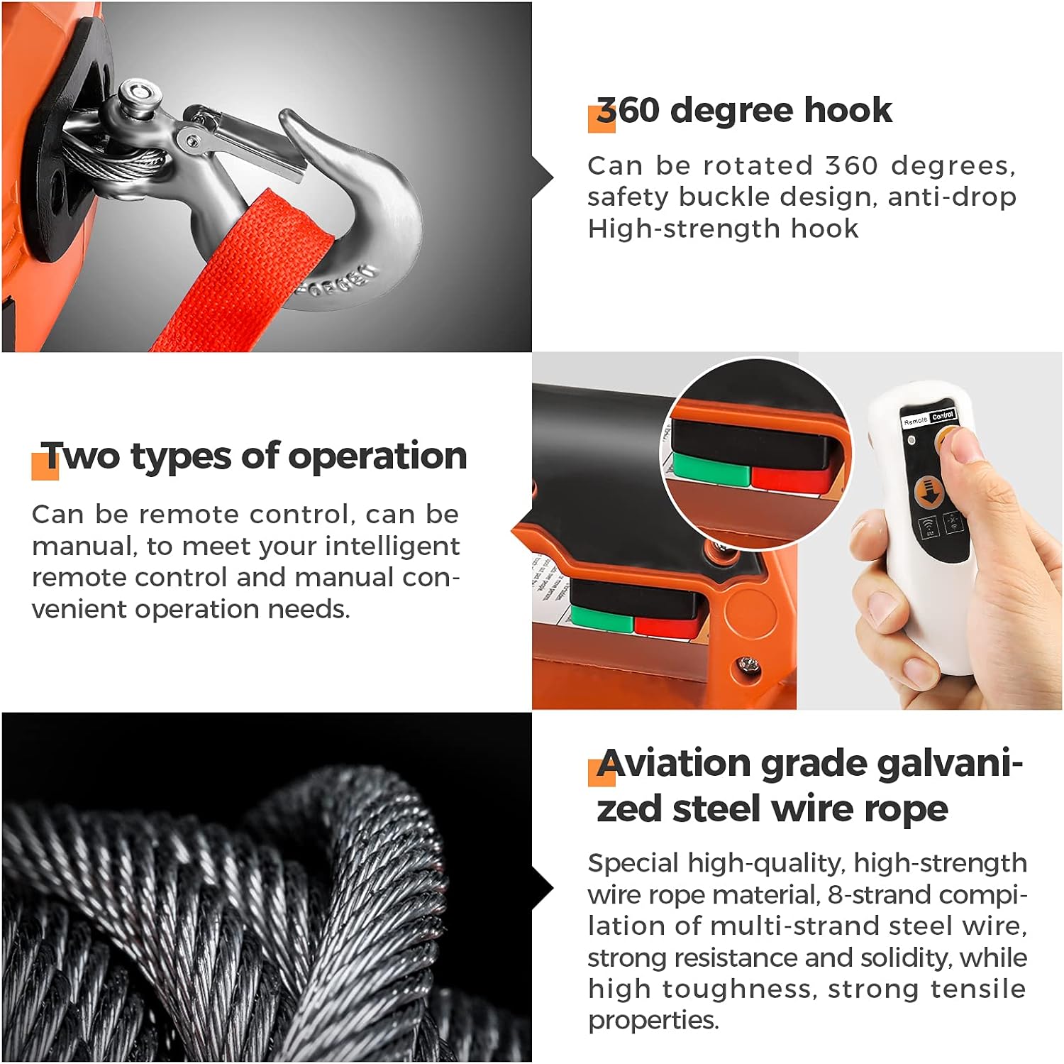 Portable Electric Winch 1000 Ib Pulling Capacity with Wireless Remote Control F36509