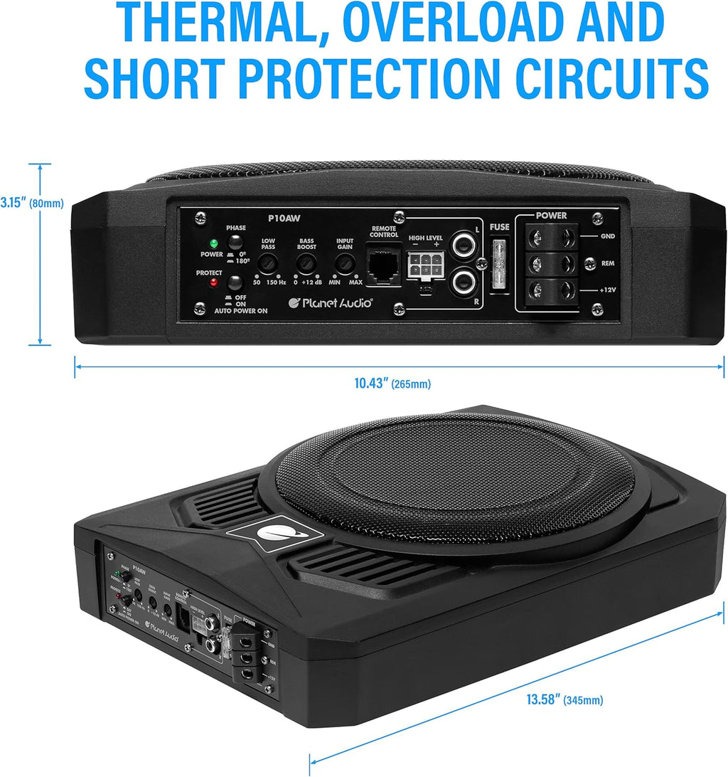 10 Inch Amplified Car Subwoofer with 8 Gauge Installation Kit S8171