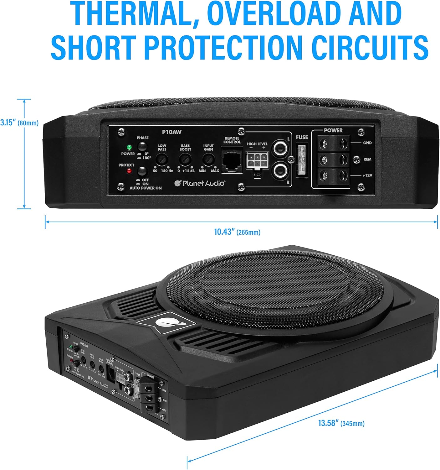 10 Inch Amplified Car Subwoofer with 8 Gauge Installation Kit S8171