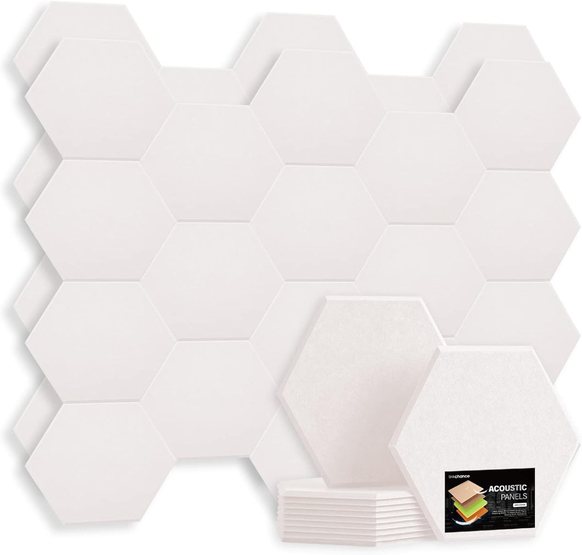 Self Adhesive Hexagon Acoustic Panels 12 Pieces Black Pack of 2 D63808