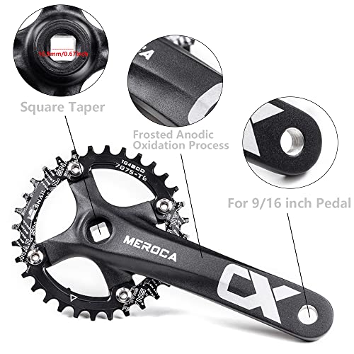 Single Speed Square Taper Crankset 170mm 104BCD 32T Narrow Wide Tooth Black Chainring N427
