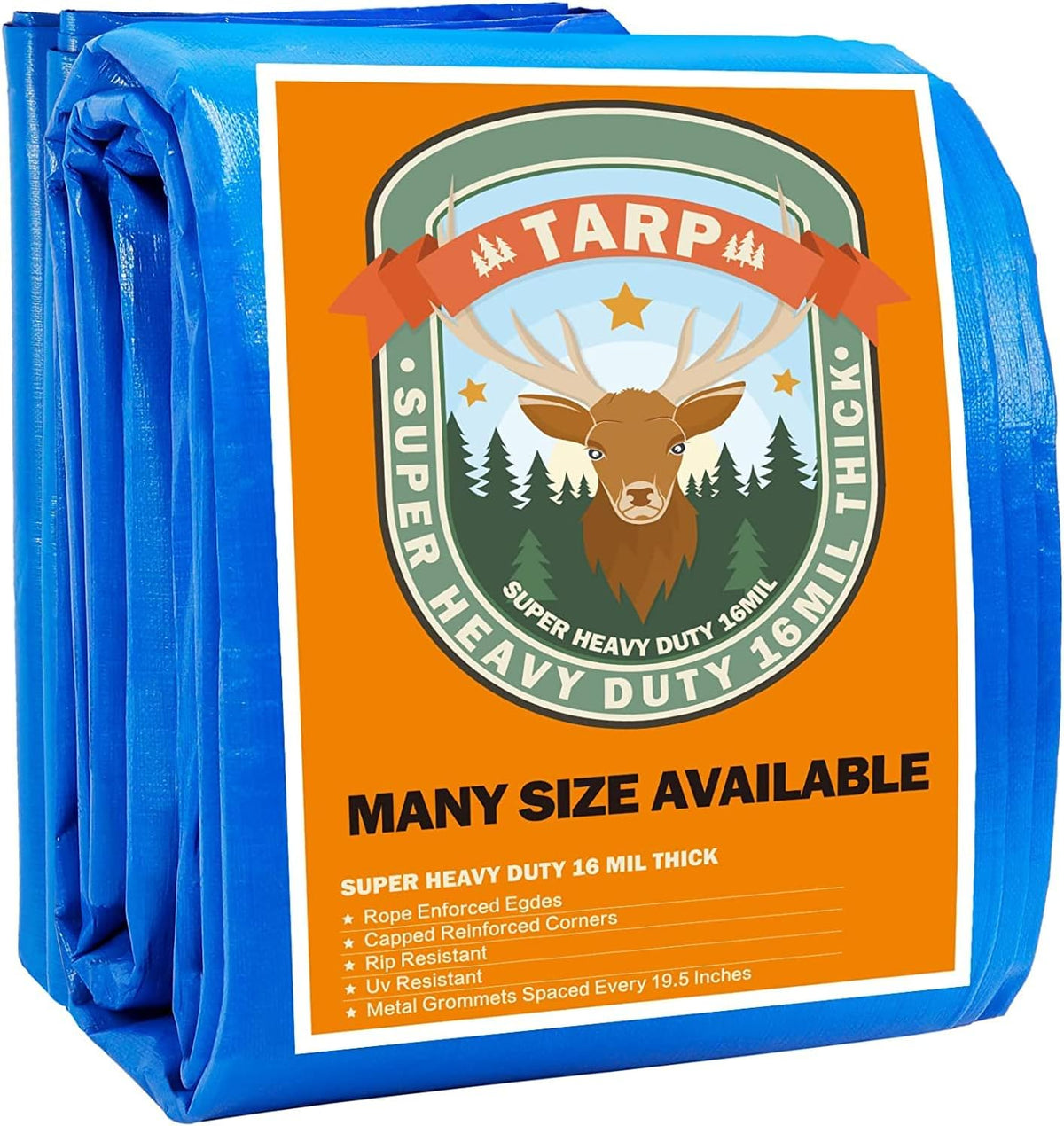 Blue 20x30 Heavy Duty Waterproof Tarpaulin with Metal Grommets A27235
