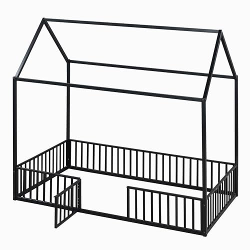 Black Twin Size Metal Floor Bed G79090