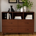 White and Brown 4 Drawers Wood Dresser with 3 Open Shelves Q196