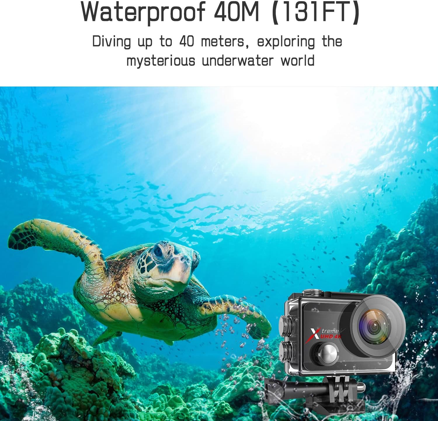 4K 60FPS 20MP Waterproof Action Camera with Touch Screen Stabilizer 2 Rechargeable 1350 Batteries and Accessories Kit M5661