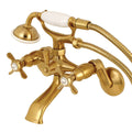 Brushed Brass Wall Mount Clawfoot Tub Faucet with Hand Shower R44181