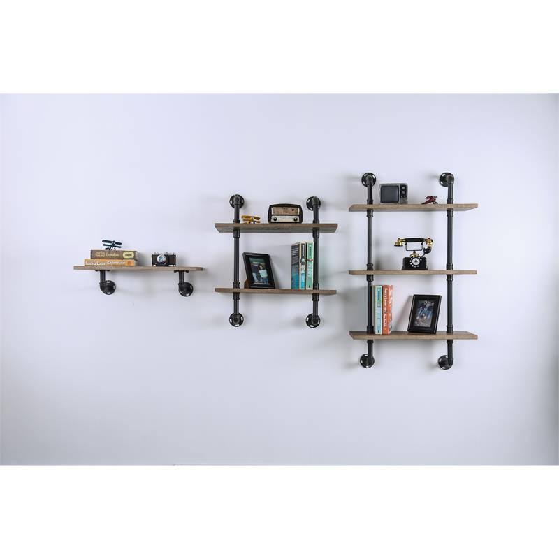Natural Wood 1-Tier Wall Display Shelf V73835