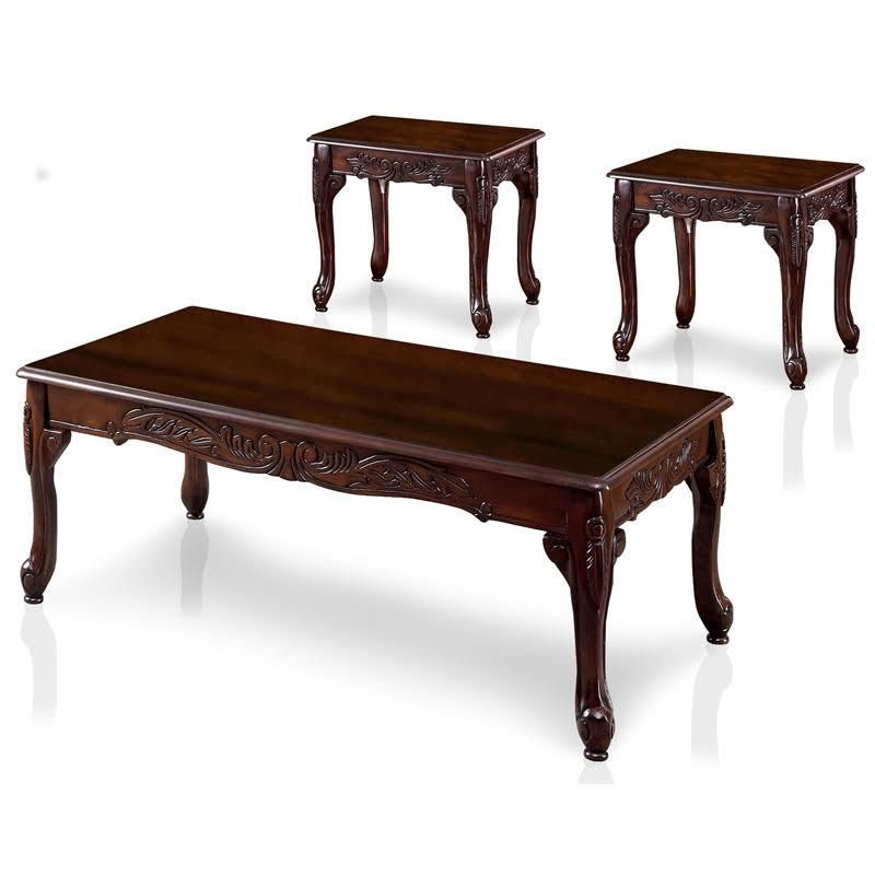 3 Piece Coffee Table Set in Dark Cherry E4935