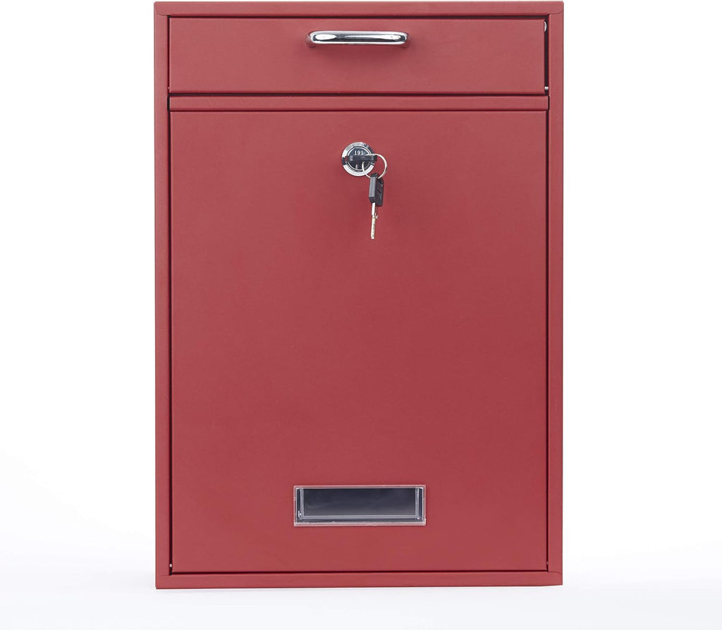 Wall Mounted Locking Vertical Dropbox Mailbox, Galvanized Steel N85321