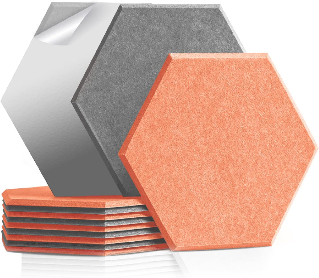 Self Adhesive Hexagon Acoustic Panels 12 Pieces Black Pack of 2 D63808