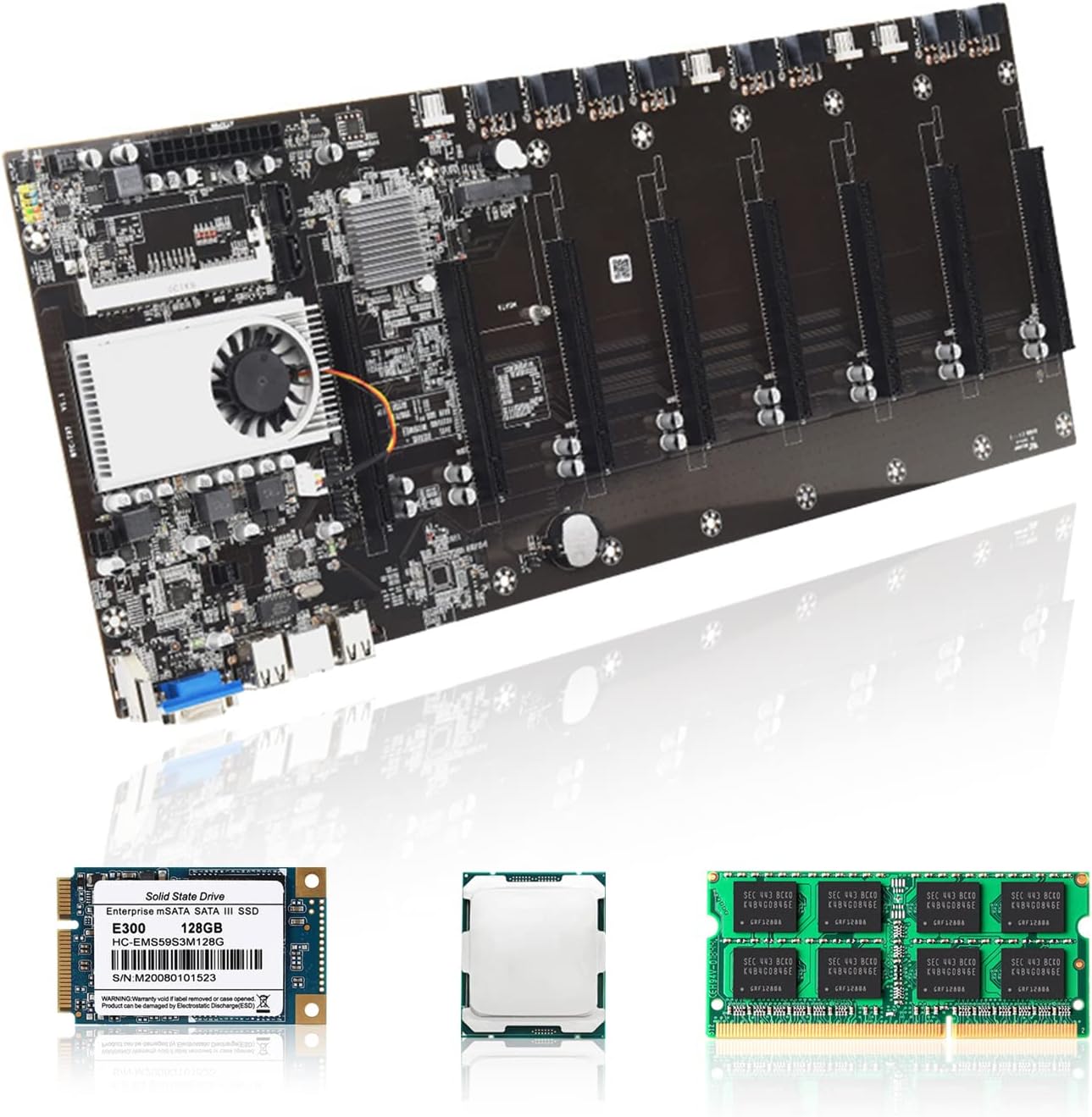 8 GPU Mining Motherboard with 8GB RAM and 128G SSD S237