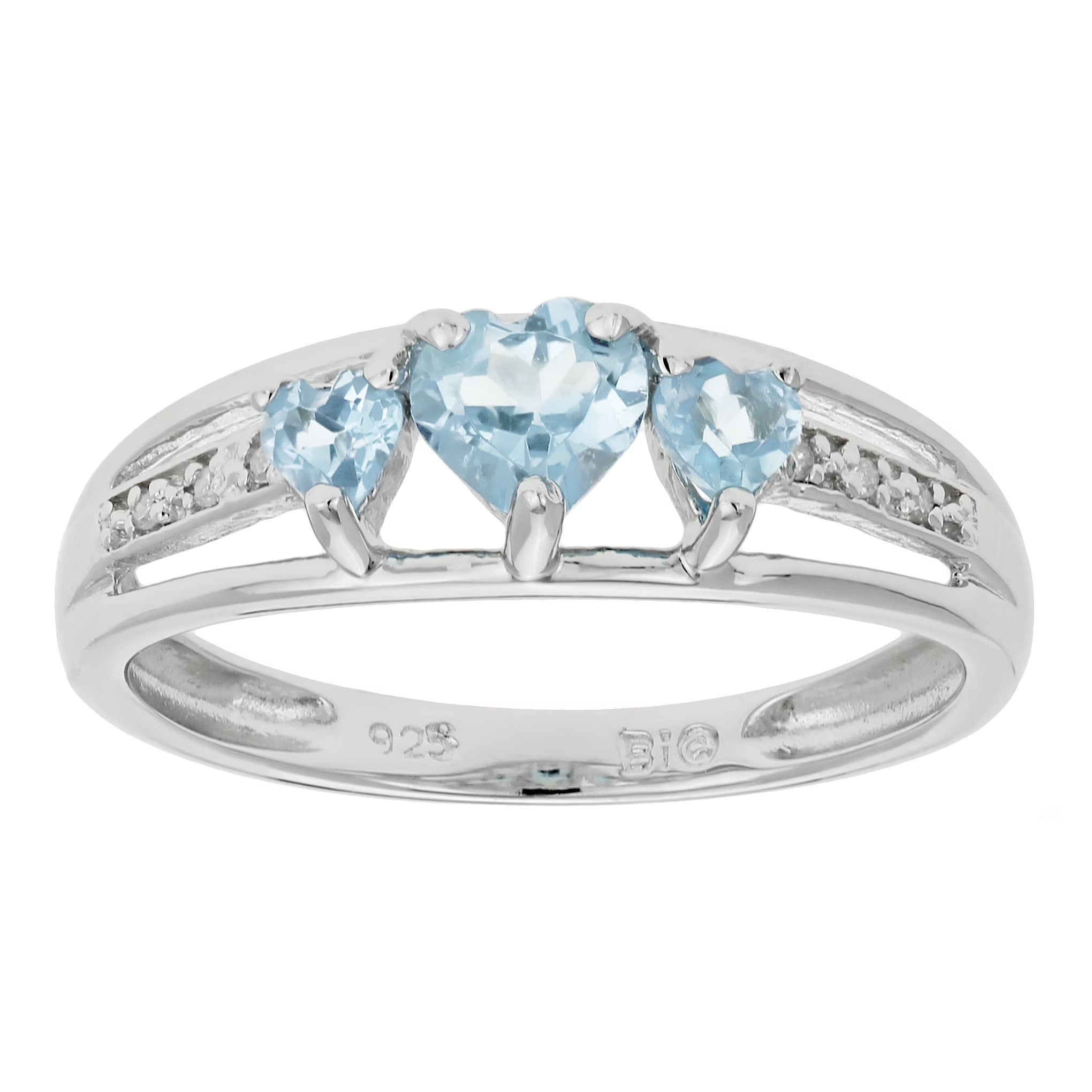 Blue Aquamarine Diamond Sterling Silver Ring H459976