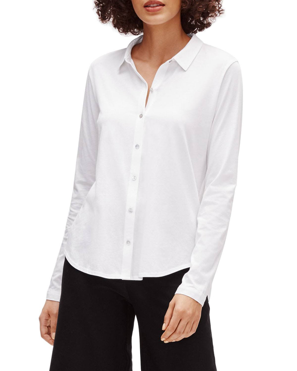 White Organic Cotton Button-Down Top U9704