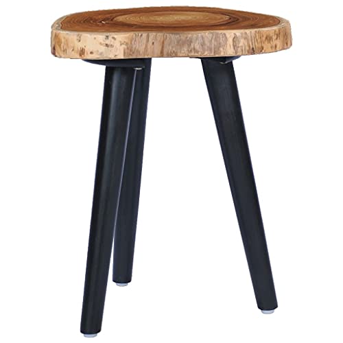 Solid Teak Round Coffee Table with Black Mango Wood Base P717591