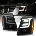 Chrome LED Tube DRL Projector Headlights Pair Set V68332