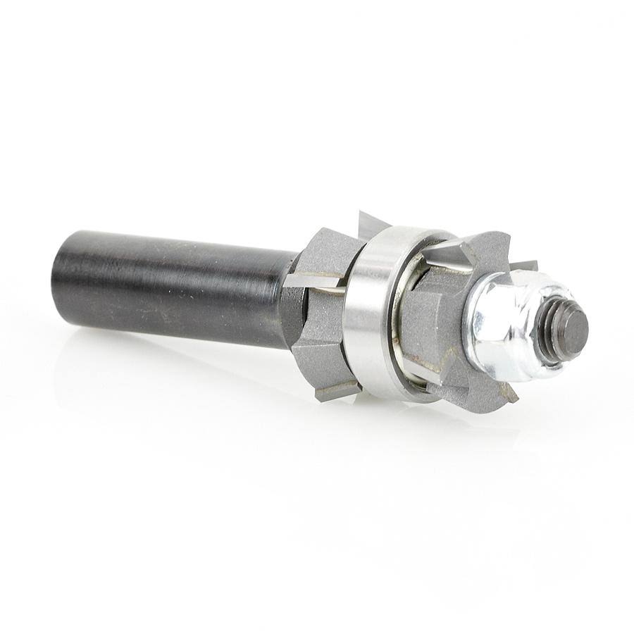 Carbide Tipped Double Bevel Trim Cutter Assembly 15 Deg x 1 inch Dia x 1/4 x 1/2 Shank with Center Ball Bearing Y811748