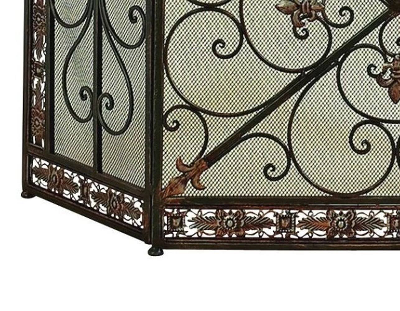 Bronze 3-Panel Metal Fire Screen S601028