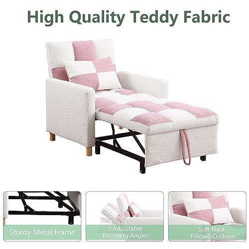 Convertible Chair Bed with Pillow Velvet Fabric X582