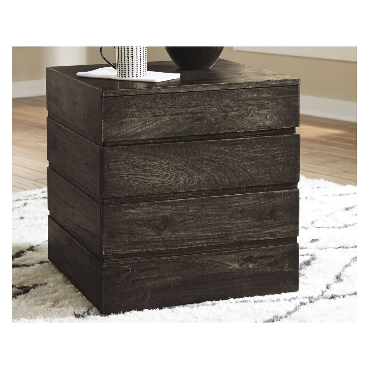 Transparent Black Square End Table H8766