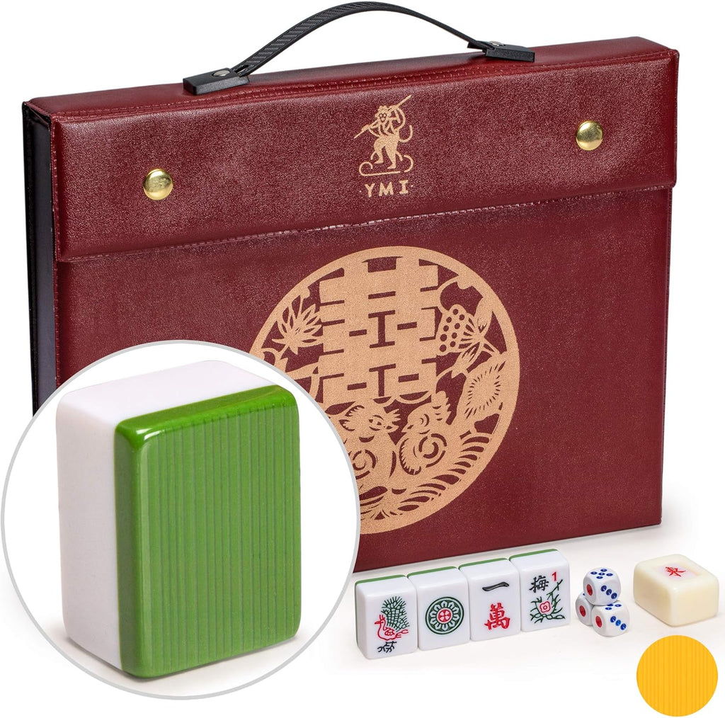Chinese Mahjong Game Set with 146 Medium Size Tiles, 3 Dice and a Wind Indicator Q37809