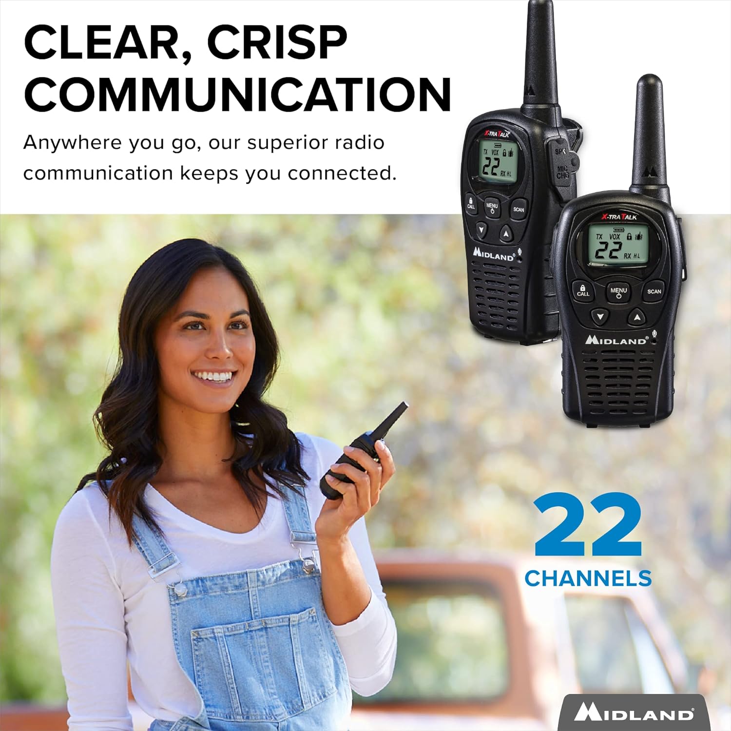 22 Channel FRS Walkie Talkies Two Way Radios, Pair Pack, Black U73949