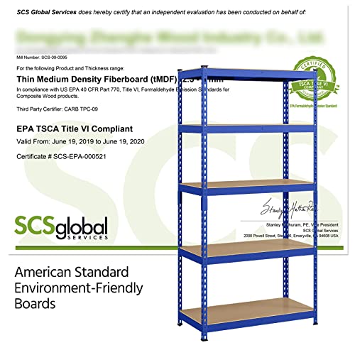 5 Tier Heavy Duty Adjustable Metal Shelving Unit, Blue V839
