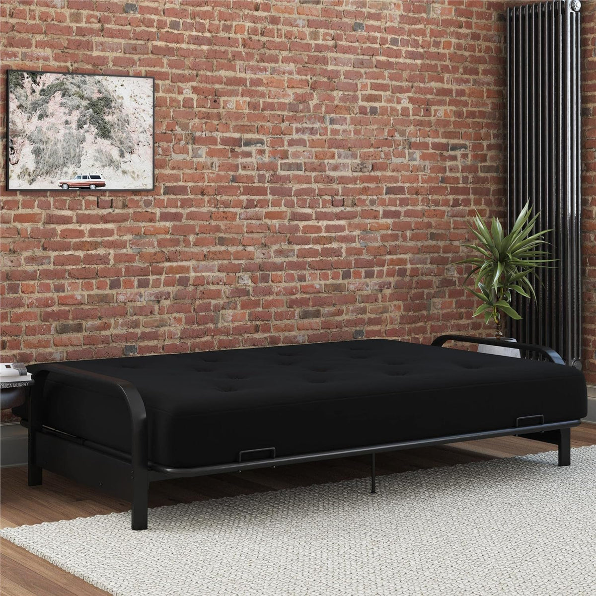 8-Inch Pocket Spring Coil Futon Mattress, Polyester Linen, Full, Black N446398