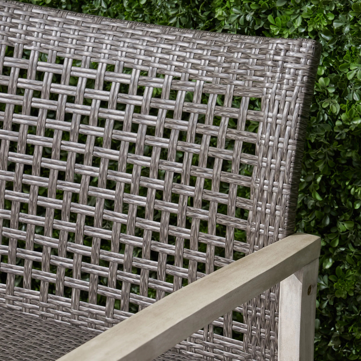 Light Gray Wood and Wicker Outdoor Sofa B24997