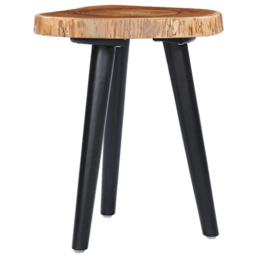 Solid Teak Round Coffee Table with Black Mango Wood Base P717591