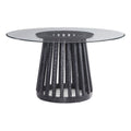 Black Round Glass and Wood Dining Table W387