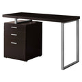 23.75x22 x 47.25x22 x 30x22 Cappuccino Silver Particle Board Metal Computer Desk P841