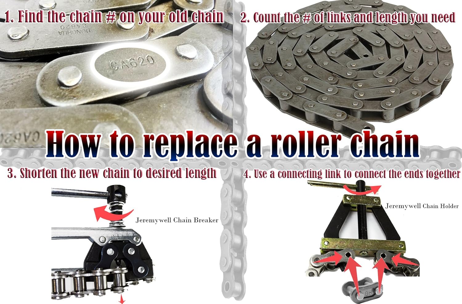 80 SS Stainless Steel Roller Chain 10 Feet with 1 Connecting Link U187299