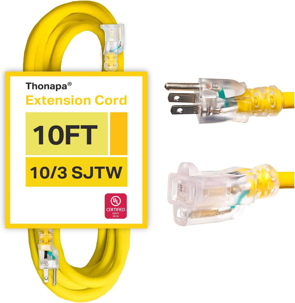 75 Ft Heavy Duty Lighted Outdoor Extension Cord with 3 Prong Grounded Plug L28493