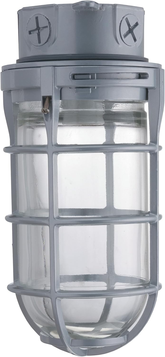 Wall Mount Utility Vapor Tight Light, Incandescent, 120 Volts, 150 Watts, Grey Q22453